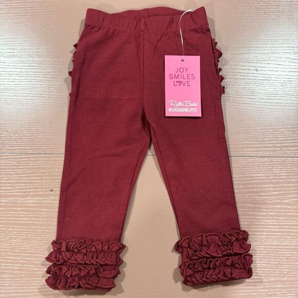 NEW Ruffle Butts Maroon Leggings 6-12 Months - Picture 1 of 4